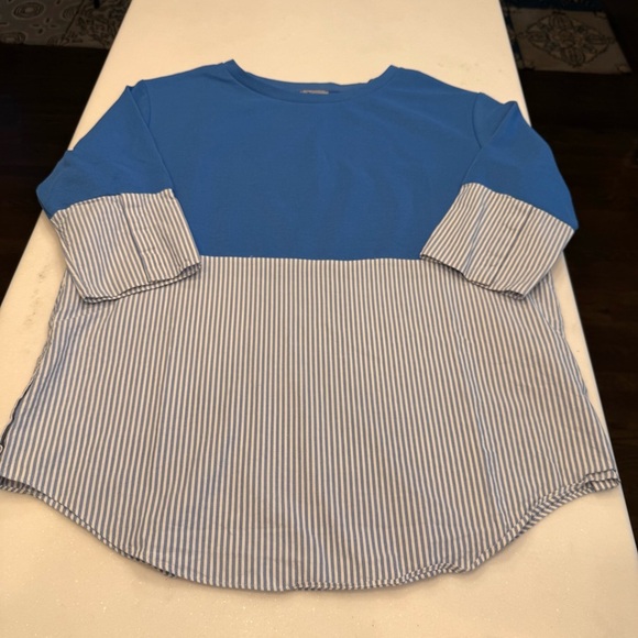 COS Women’s Striped Accent Mixed Media blue /white Sweater Top Sz M NWOT - Picture 11 of 11